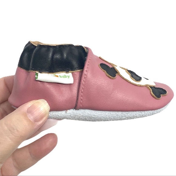 Momo Soft Sole Leather Baby Shoes Pink Skull Bow Size 12 to 18 months - Picture 7 of 14